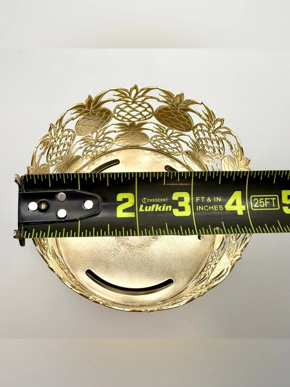 Bath & Body Works-Pineapple Pedestal Candle Holder-3 Wick-Gold-EUC - Picture 7 of 8